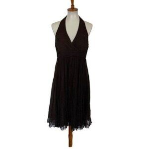 Demi Lune 10 Brown 100 Percent Silk Dress Sleeveless NWT Formal Luxe Resort